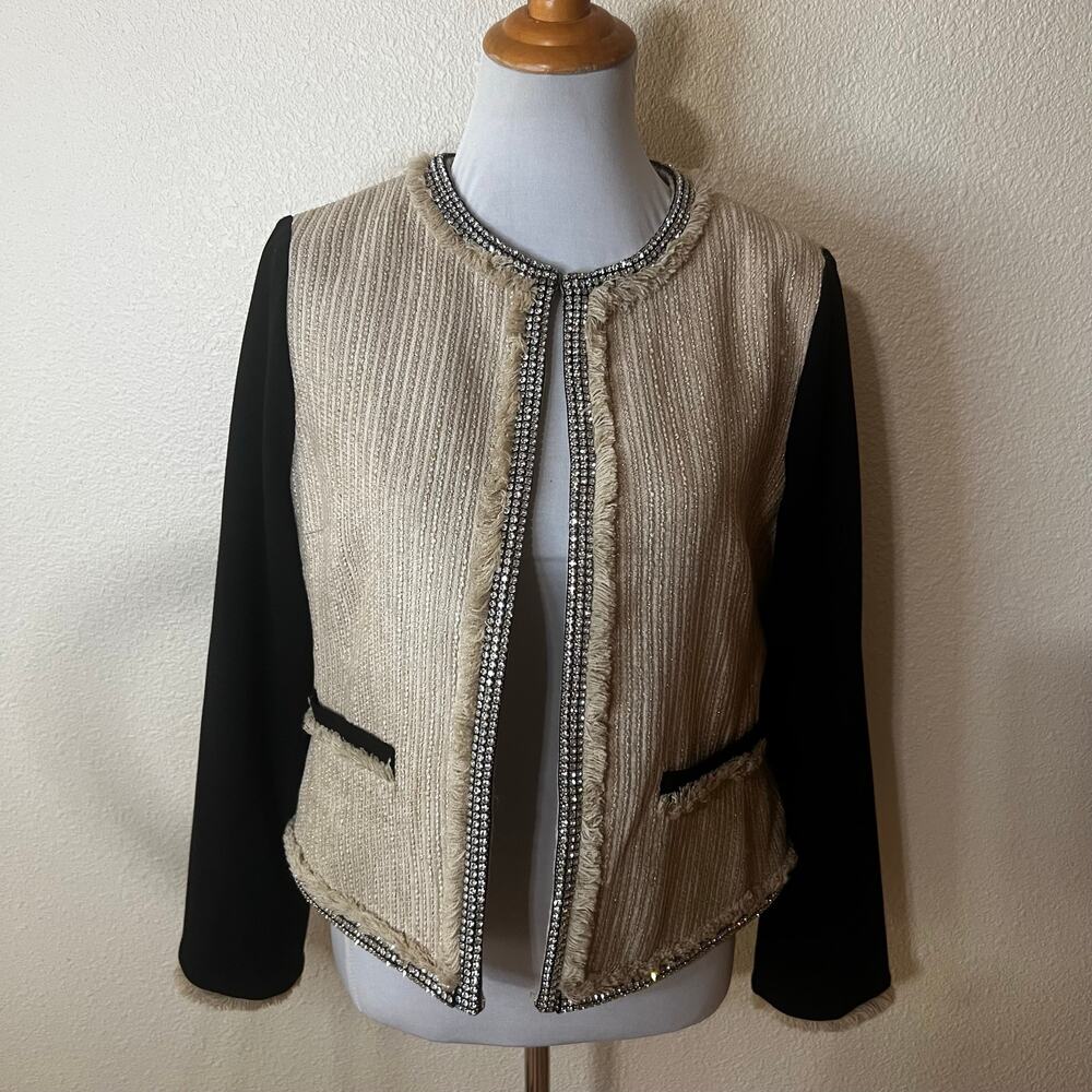 Chico's Black Label Embellished Tweed Blazer Jacket Chico’s 1 / US 8-10
